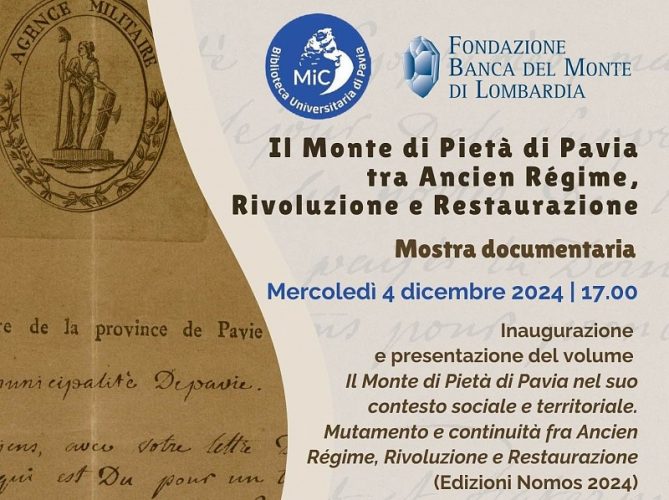 La mostra "Il Monte di Pietà di Pavia tra Ancien Régime, Rivoluzione e Restaurazione"